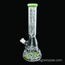 COLOR MOUTH CUSTOMIZED COLOR SANDBLASTED SERFACE DESIGN HIGH BOROSILICATE GLASS WATER PIPE WITH CLEAR BOWL AND DOWNSTEM